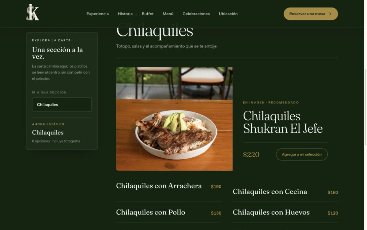 Shukran — menu explorer