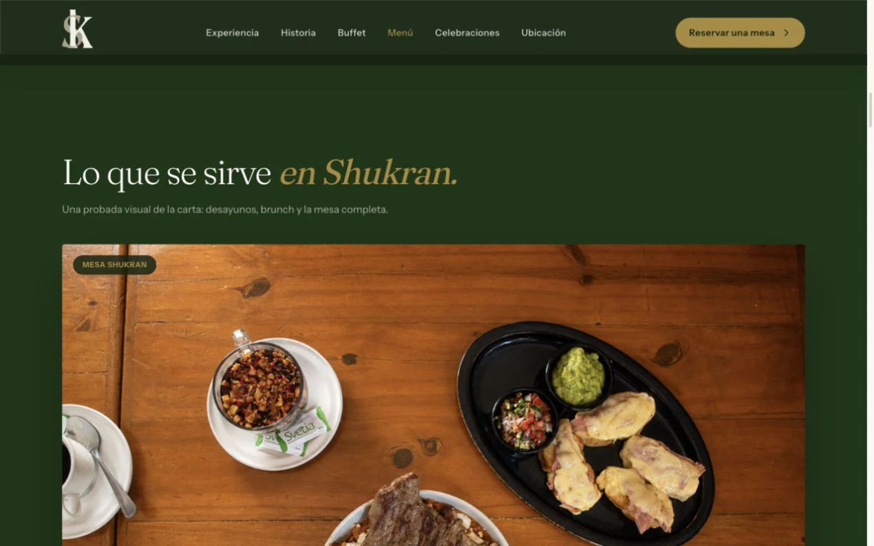 Shukran — menu